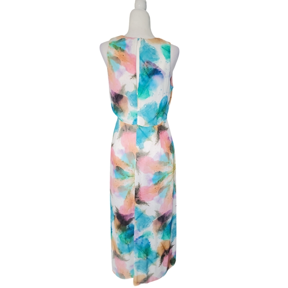 Desigual Long Faded Floral Watercolor Maxi Dress Size 8 Color White Multi NWT - Picture 9 of 15